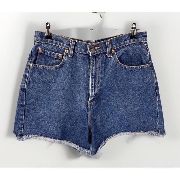 Vintage 90s Jordache Jean Shorts 13/14 Denim Cut Offs Y2K Dark Mom High Waist - Picture 1 of 11